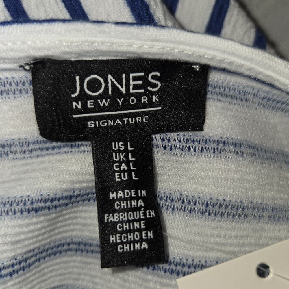 Jones NY Signature Striped Top Womens SIZE L Striped Blue White Nautical NWT - Picture 16 of 16